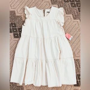 Arula Size A 1X Ivory Denim like ruffle tier Dress New with Tags